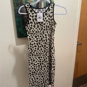 JCPenney Black and Cream Animal Print Midi Dress
